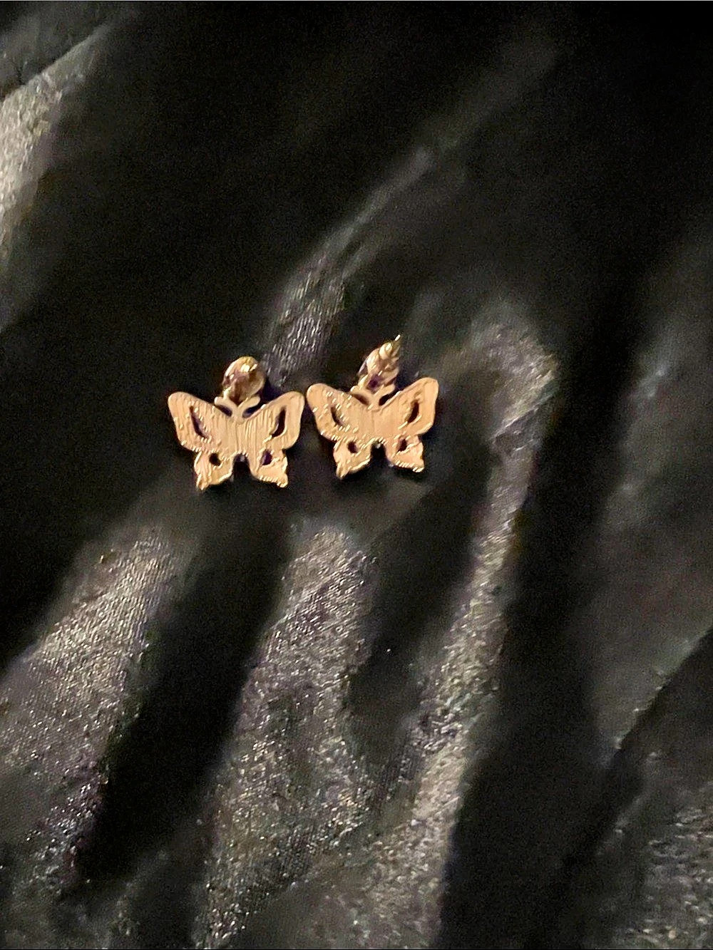 Butterfly Earrings in Gold & Pink Like New